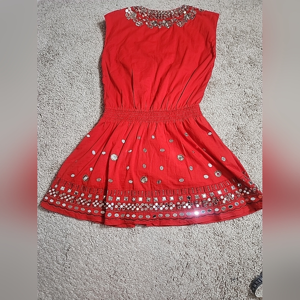 Alice + Olivia Red Mirror Detail Dress Women’s S Boho Chic - Picture 4 of 12